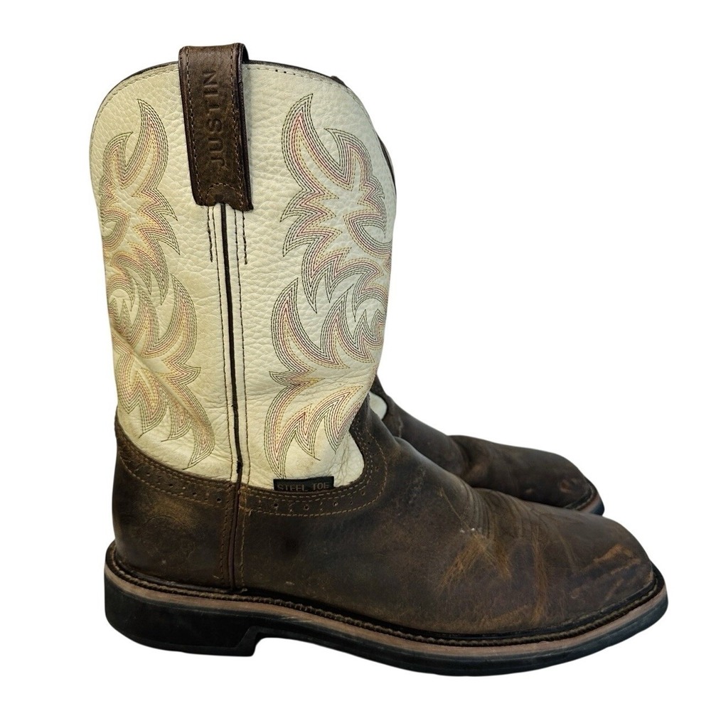 Justin Men's Steel Toe Work Boots 11 D Leather Electrical Hazard Western WK4684